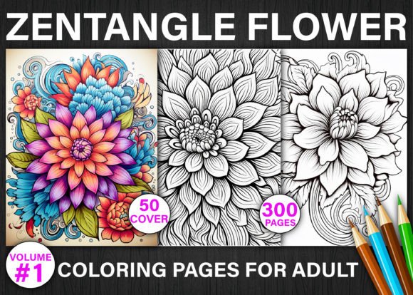 Download 300+ Zentangle Flower Coloring Pages - Premium Bundle