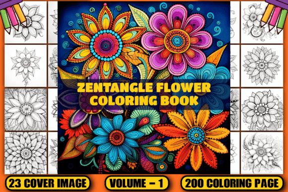 Download 200 Zentangle Flower Coloring Pages V-1 - Zentangle flower coloring pages Collection