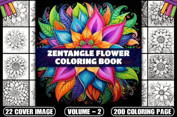 Download 200 Zentangle Flower Coloring Pages V-2 - Zentangle flower coloring pages Collection